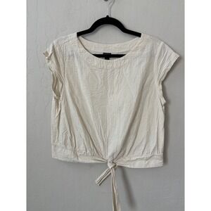 Patagonia Organic Cotton‎ Seersucker Tie-Front Top Striped Blouse Top Sz M